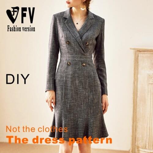 Sewing pattern female slim fishtail dress garment structure design drawing BLQ-554