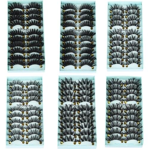 10Pairs 3D Soft Faux Mink Hair False Eyelashes Handmade Natural Long Wispies Fluffy Eyelashes Multi-Styles Beauty Makeup Lashes
