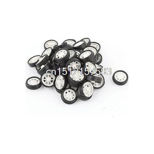 50 x 20mm Dia Rubber Roll Plastic Spoke Car Auto Model Toys Wheels