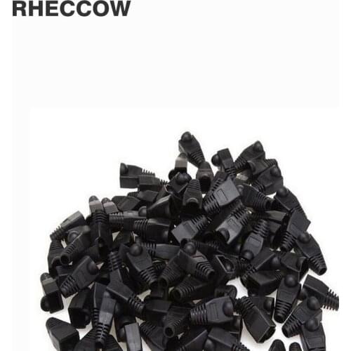 RHECCOW 200pcs/lot RJ45 Black Network Cable Plug Boots Cap Cat5 Cat6 RJ-45 Protective Sleeve