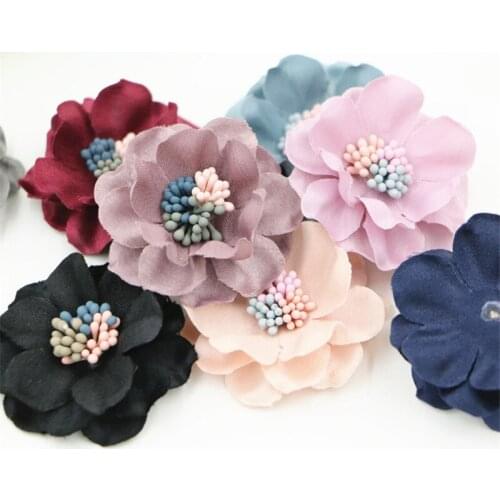 Handmade Fabric Chiffon Flower Craft DIY Jewelry Findings Flatback Floral Patch Sticker Fit Girls Headband Hair Jewelry Clips
