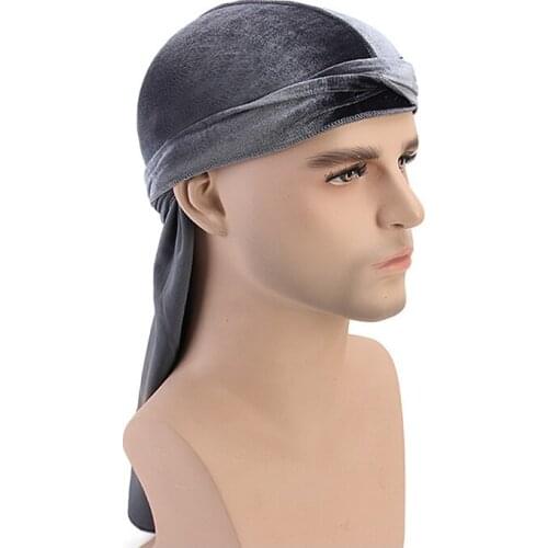 Durag Hat Beanies For Men and Women Plain Colors Velvet Soft Long Tail Headcover