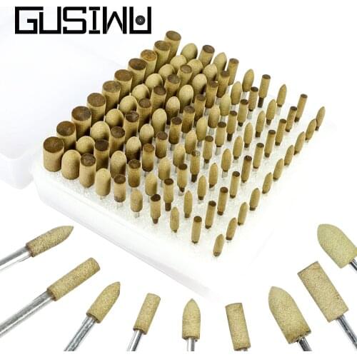 GUSIWU 100PCS/set Grinding Wheel Cowhide Erelectric Polishing Head Abrasive Tool for Metal Jade Wood Dremel Rotary Tool