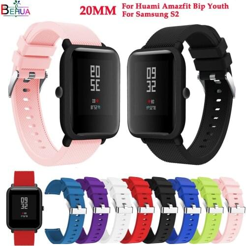 Silicone watch band For Huami Amazfit Bip Youth lite Wristband strap For Samsung S2 20mm bracelet replacement sport Accessories