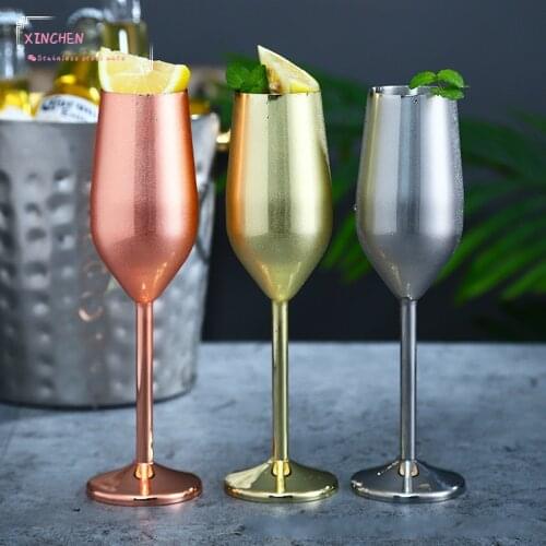 Stainless Steel Champagne Cup Wine Glass Cocktail Glass Creative Metal Wine Glass Bar Restaurant Goblet Rose Gold