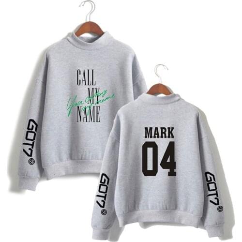 Fashion MARK 04 Got7 Kpop High Collar Hoodies Hip Hop Men Women Capless Sweatshirts Top Long Sleeve Harajuku Hoodie Pullover 4XL