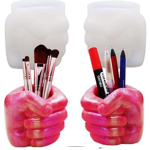 Vase Left Right Hand Silicone Mold for DIY Pen Holder Crystal Epoxy Resin Mold Creative Storage Fist Plaster Mold
