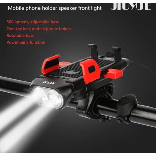Bicycle Light Four-in-one Car Headlight Mountain Bike Horn Light Mobile Phone Holder LED Lighting Riding Waterproof Car Light