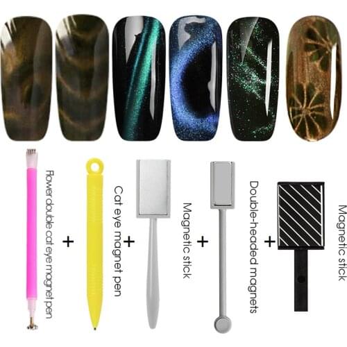 WiRinef Nail Art Flower Cat Eye Magnet Pen Magical Stick Double-ended Magnet Sticker for Cat Eye 3D Magnetic Stick Tools