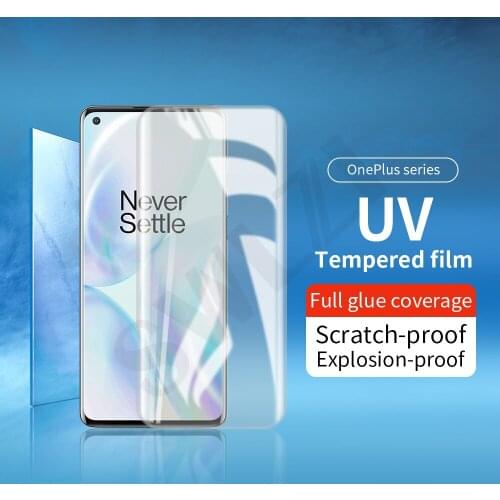 2/1Pcs 9D full cover UV Glass for Oneplus 7 7T 8 9 pro UV tempered glass phone screen protector HD protective film smartphone