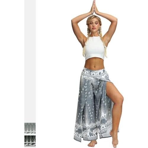 Womens Palazzo Casual Yoga Pants,Slit Wide Leg Pants Casual Beach Boho Vintage Hippie Bohemian Pilate
