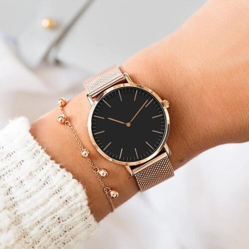 2021 Luxury Bracelet Watches Women Stainless Steel Mesh Belt Watch Quartz Clock Ladies Wrist Watch