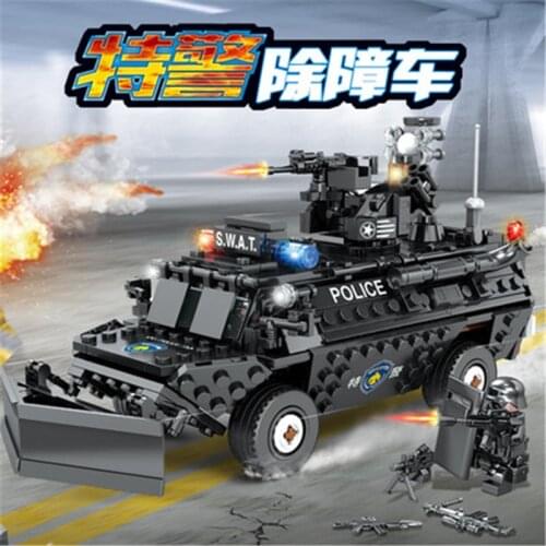 423pcs Kaizhi 67281 City Guardian Police Series Defence Vehicle Black Hawk Special Police Chariot Building Block Gifts