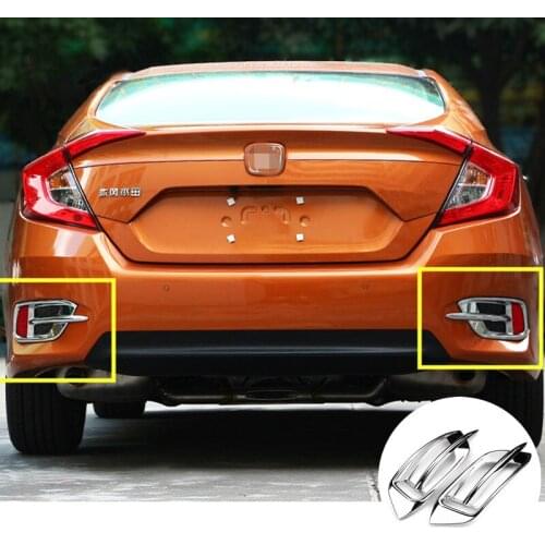 ABS Chrome Rear Fog Light Cover Trim 2pcs For Honda Civic 4dr Sedan 2016 2017 Car accesories interior Car decoration