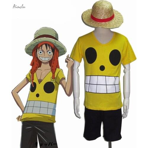 Ainclu FreeShipping One Piece Film Z MonkeyDLuffy Summer Uniform Adult Kid Cosplay Costume for Halloween Customize for plus size