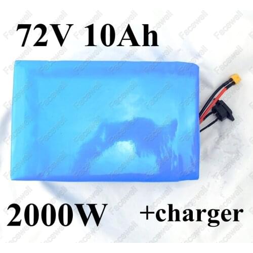 72v lithium battery pack 72v 10Ah ebike 72v electric bike 2000w 1500w electric scooter kit 1000w battery 72v pack BMS + Charger