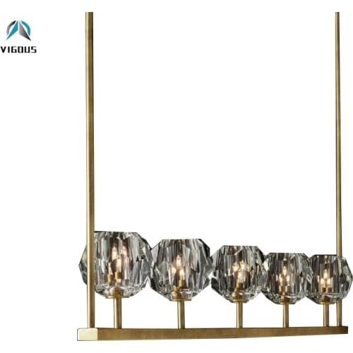 American RH Straight Crystal G4 Led Pendant Light Dining Room Led Pendant Lamp Rod Hanging Lamp Led Indoor Lighting Fixtures