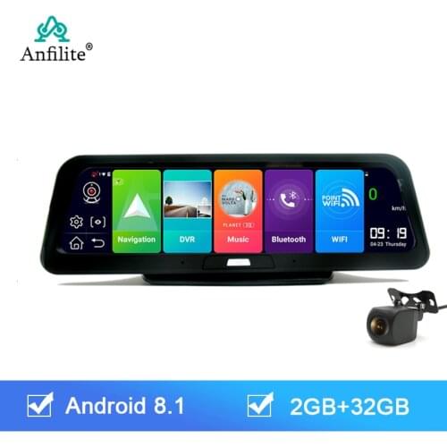 Anfilite 10 Inch Touch Screen Android 8.1 Dash Camera ADAS WIFI GPS Navigation 4G Remote Monitor Auto registrar 2GB+32GB Car DVR