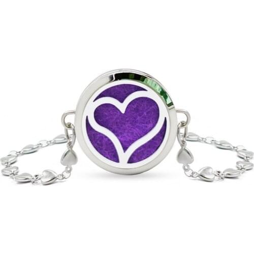 More options Heart 316L Stainless Steel 30mm Aromatherapy Bracelet Adjustable chain bracelet diffuser Locket
