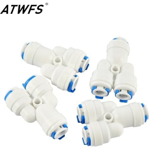 ATWFS 2pcs 1/4 inch OD Y Type Quick Connect Push In to Connect Water Tube Fitting (2pcs)
