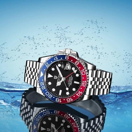PAGANI DESIGN 40mm Automatic Mechanical Mens Watches GMT Sapphire 100M Waterproof Man Watch relogio masculino Men Clock
