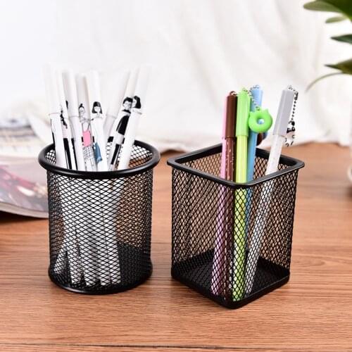 Top Quality Black Metal Stand Mesh Style Pen Pencil Ruler Holder Desk Organizer Storage Office accessories
