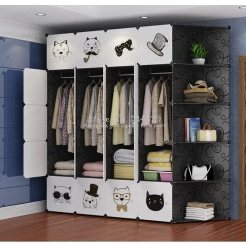 30%f06 Childrens wardrobe size multi door plastic adult simple assembled wardrobe simple modern economic storage cabinet