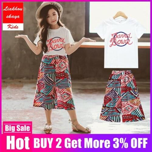 Liakhouskaya 2019 Summer Childrens Girl Clothing Set Printed Baby Girl Short Sleeve Shirt Top+shorts Tracksuits Child Clothes