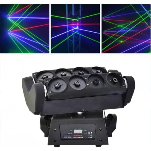 DJ lights RGB Beam Laser Moving Head Light 8pcs LED Spider Light Laser Projector DMX Stage lighting Illumination for Disco party