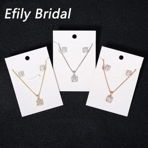 Efily Fashion Cubic Zirconia Necklace and Earrings Set for Women Accessories Bridal Wedding Jewelry Sets Trendy Party Gifts