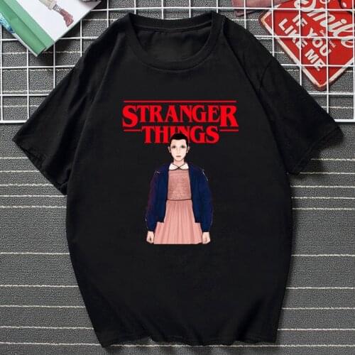 Funny Stranger Things Cartoon Printed T Shirt Girl Upside Down Eleven Tops Summer O-neck Casual Harajuku Tees Casual Camiseta