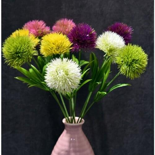 1pc artificial flowers green real touch dandelion fake plants plastic flowers home decoration Length 25cm