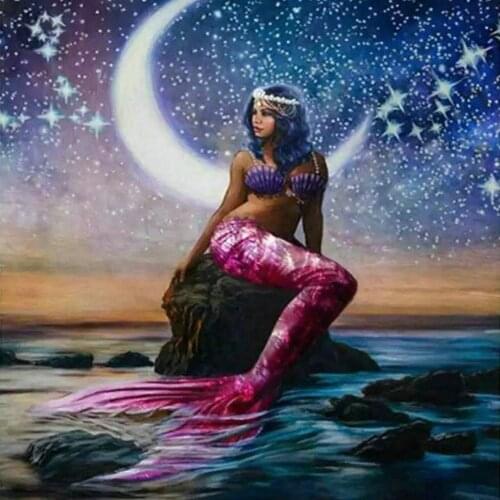 Artback diamond painting mermaid 5d full square girl moon landscape new arrival diamond mosaic crafts sticker 20x20cm