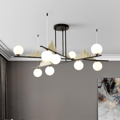 Nordic Creative Personality Postmodern Simple American Metal Light Luxury Chandelier Living Room Villa Hotel Art Designer