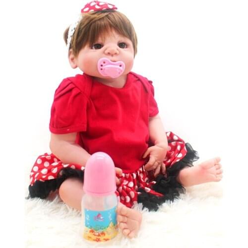 20 Inch 50cm Reborn Doll Soft Silicone Red Girl Cute Rebirth Baby Reality Bebe Dolls For Childrens Playmate