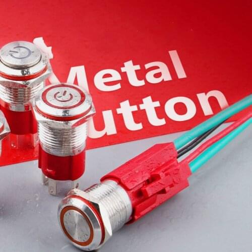 10A High Current 16mm Metal Button Switch Self-locking and Self Recovery with Lamp and Lock Waterproof 4Pin 3v6v9v24v110v220v