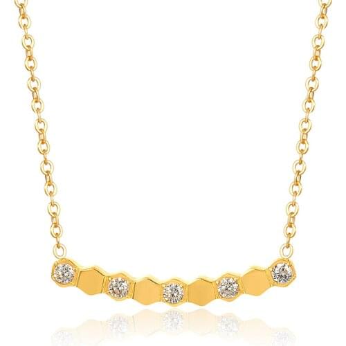 Fashion Honeycomb Style Necklace Gold Color Smile Shape Necklace With Stone For Women Wedding Party Fsashion Jewelry Gifts