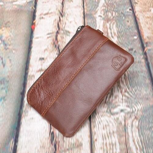 Mens Wallet Coin Purse Genuine Leather Change Coin Purses Mini Purse Small Wallets Solid Zipper Fashion Coin Purse 8118