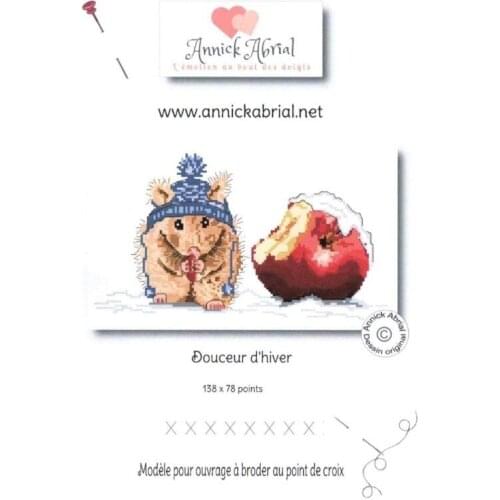 The little mouse eating apple 35-24 Cross Stitch Set Chinese Cross-stitch Kit Embroidery Needlework Craft Packages Fabric Floss