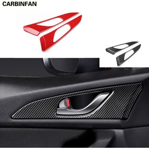 ABS Carbon Fiber Interior Door Handle Cover Trim Sticker For Mazda 3 M3 Axela 2017 2018 2019 Auto Styling Accessories C1983