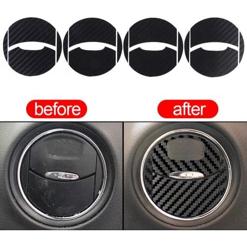 4PCS/Set Carbon Fiber Car Air Conditioner Outlet Stickers Protection Decal Vinyl Decoration For Ford Mondeo MK3 Car Accessories