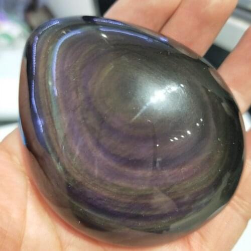 Natural Obsidian Rainbow Eyes stones palm Massage stones rock Crystal Quartz and Mineral Specimen Healing Reiki Energy stones
