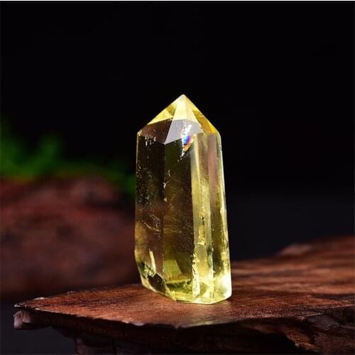 Natural yellow Crystal Point Healing Obelisk Yellow Quartz Wand Beautiful Ornament for Home Decor Reiki Energy Stone 1pc