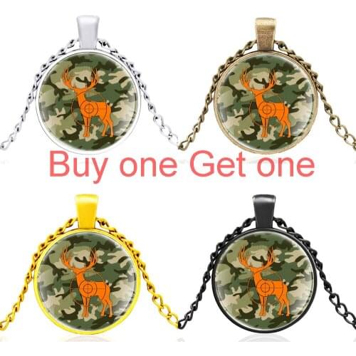2021 New Arrival Hunting Elk Black High Quality Glass Dome Pendant Necklace Men Women Fashion Jewelry Accessories Gifts