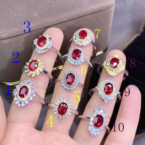 Charming natural ruby ring woman 925 sterling silver gold plated oval natural gem certified birthday gift price for one piece