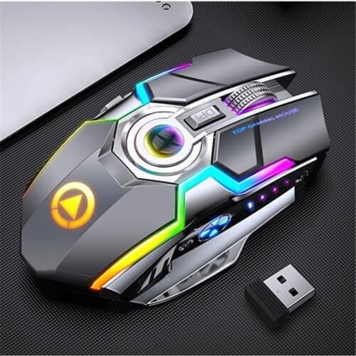 Rechargeable Wireless Gaming Mouse Silent Office Home RGB 2.4GHz USB Optical For PC Laptop Computer Black Grey Highend New
