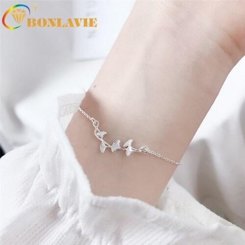 BONLAVIE Leaf Simple Fashion Bracelet Small Fresh Gingko Leaf Bracelet for Girlfriends