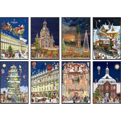 Counted Cross Stitch Kits Needlework Embroidery - 14 ct Aida DMC Color DIY Arts Handmade Home Decor - Happy Christmas Collection
