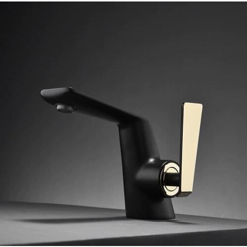 Matte Black/Gold Brass Creative Bathroom Basin Faucet For Undercounter Deck Mounted Hot And Cold Water Mixer Tap 3 colors