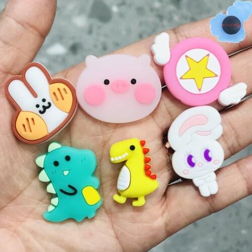 1Pcs Animals Rabbit Pig Dinosaur PVC Shoe Charms Garden Shoes Accessories Decoration Fit Wristbands Kids Funny Gift